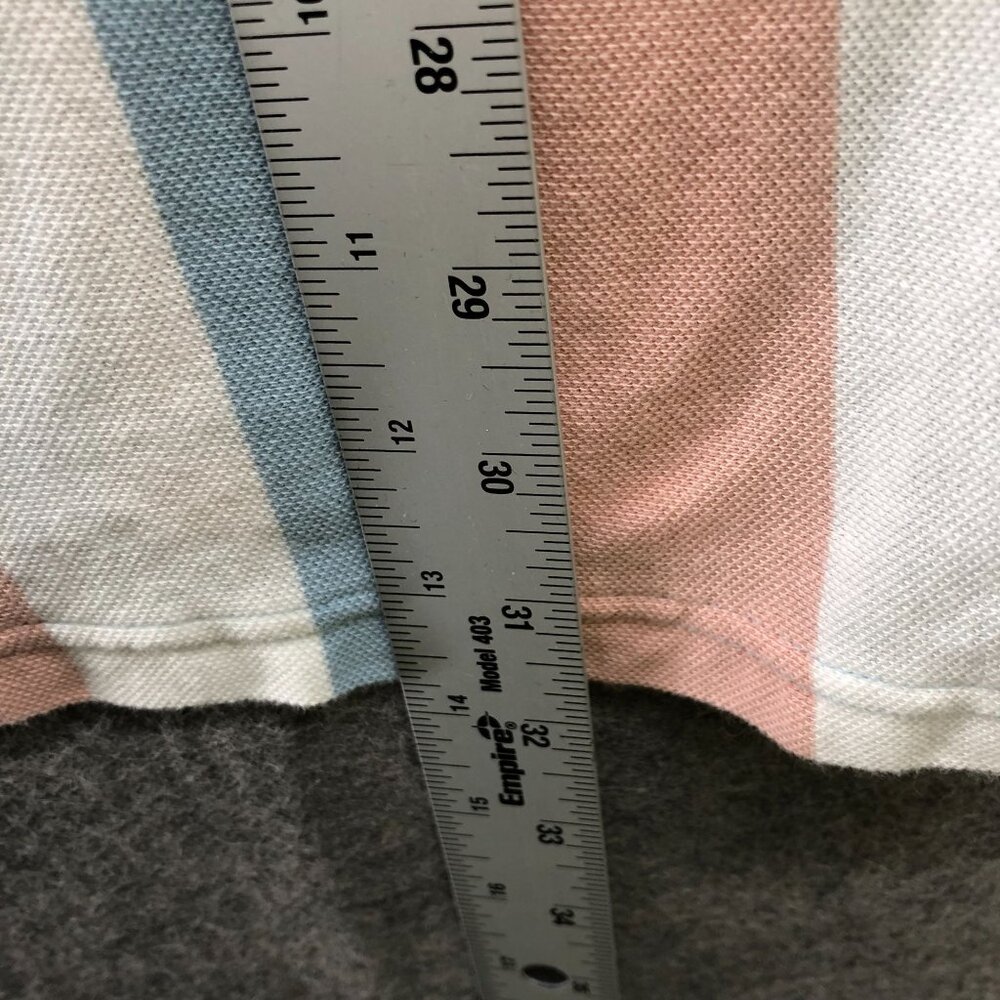 Guess Knit T Shirt Mens XL Cotton Crewneck Short Sleeve Striped Peach‎ Blue Long - Picture 8 of 8